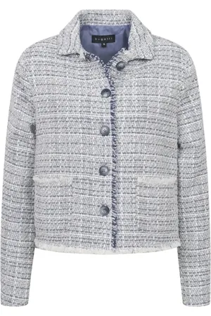 Bugatti Kurtki, Kobieta, Niebieski, S, Tweed, Elegancka marynarka z barokowymi zdobieniami