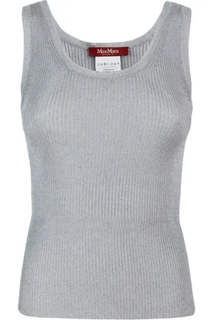 Max Mara Koszulki, Kobieta, Szary, XS, Len, Srebrne T-shirty i Pola