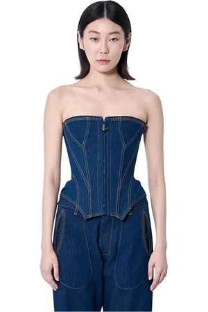 Vivienne Westwood Koszulki, Kobieta, Niebieski, XS, Orb Hardware Konstrukcja Panelowa Gorset