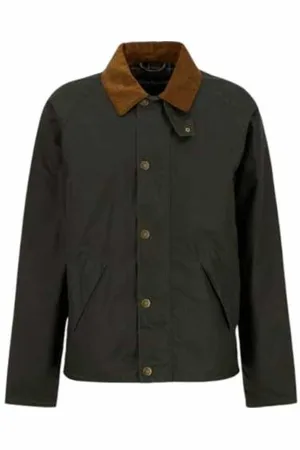 Barbour Kurtki, Mężczyzna, Zielony, S, Bawełna, Woskowa Kurtka Tracker Zielona Oliwka