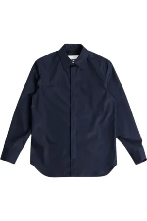Jil Sander Koszule, Mężczyzna, Niebieski, 3XL, Granatowa Bawełniana Koszula Poplinowa