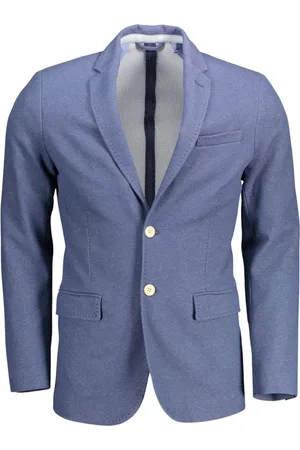 GANT Kurtki, Mężczyzna, Niebieski, M, Niebieska Kurtka Slim-Fit z Eleganckimi Szczegółami