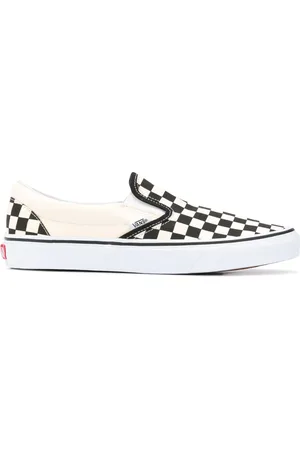 Vans Buty, Mężczyzna, Biały, 43 EU, Białe trampki slip-on w kratkę z płótna