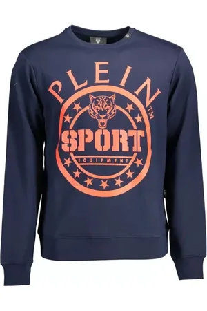 Philipp Plein Bluzy, Mężczyzna, Niebieski, L, Bawełna, Niebieski Sportowy Sweter z Długim Rękawem
