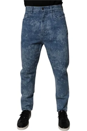 Dolce & Gabbana Jeansy, Mężczyzna, Niebieski, M, Niebieskie Skinny Jeansyy z Efektem Tie Dye