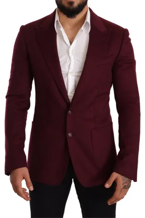 Dolce & Gabbana Kurtki, Mężczyzna, brązowy, M, Kaszmir, Maroon Cashmere Slim Fit Blazer