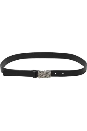 Bottega Veneta Akcesoria, Kobieta, Czarny, 80 CM, Czarny Pasek z Klamrą Intrecciato