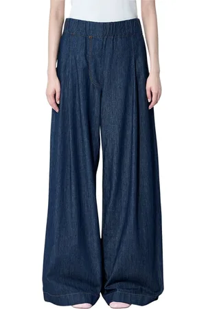 DRIES VAN NOTEN Spodnie, Kobieta, Niebieski, L, Dżinsy z Szerokimi Nogawkami