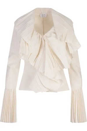 Alexander McQueen Bluzki, Kobieta, Biały, S, Biały Papier Wiskoza Kompozycja Moda