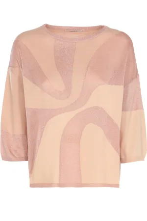 KANGRA CASHMERE Swetry, Kobieta, Różowy, XS, Kaszmir, Różowa Bluzka z Kaszmiru i Wiskozy z Lurexem