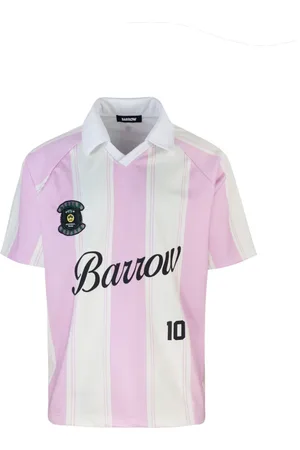 BARROW Koszulki, Mężczyzna, Różowy, L, Różowa T-shirt z Dekoltem w serek w Pasy