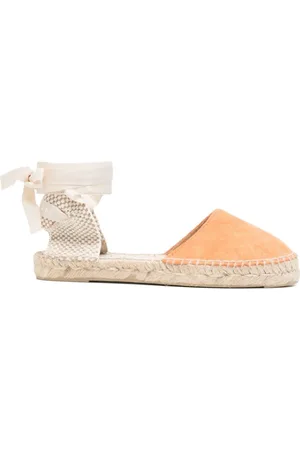 MANEBI Buty, Kobieta, Pomarańczowy, 38 EU, Pomarańczowe Buty Flat z Paskiem na Kostkę