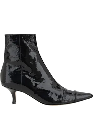 Maison Margiela Buty, Kobieta, Czarny, 37 1/2 EU, Czarne Lakierowane Kitten Heel Botki
