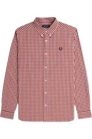 Fred Perry Koszule, Mężczyzna, Czerwony, XL, Bawełna, Koszula Gingham Wypalony Czerwony