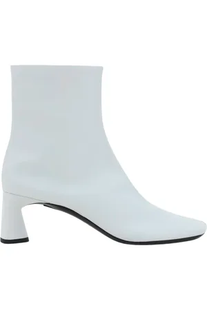 Balenciaga Buty, Kobieta, Biały, 36 EU, Len, Białe Skórzane Botki