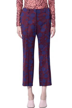 DRIES VAN NOTEN Spodnie, Kobieta, Wielobarwność, XL, Kwiatowo Haftowane Spodnie