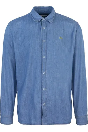 Lacoste Koszule, Mężczyzna, Niebieski, L, Denim, Niebieska Koszula z Organicznej Bawełny Denim