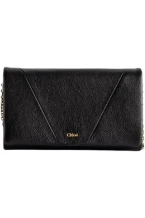 Chloé Akcesoria, Kobieta, Czarny, ONE SIZE, Zamsz, Portfel łańcuchowy z klapką