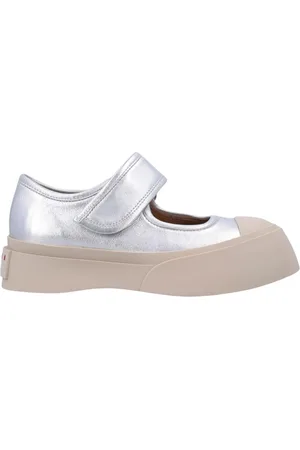 Marni Buty, Kobieta, Szary, 36 EU, Skóra, Srebrne Platformy Sneaker Metaliczna Skóra