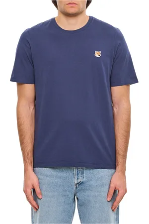 Maison Kitsuné Koszulki, Mężczyzna, Niebieski, M, Casual Bawełniany T-shirt
