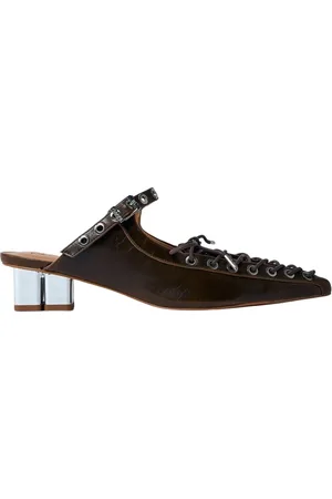 Ganni Buty, Kobieta, Czarny, 38 EU, Denim, Zdobione Denimowe Obcasy Eyelet Mules