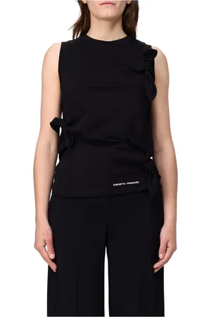 Elisabetta Franchi Koszulki, Kobieta, Czarny, L, Stylowy Top bez rękawów dla Kobiet