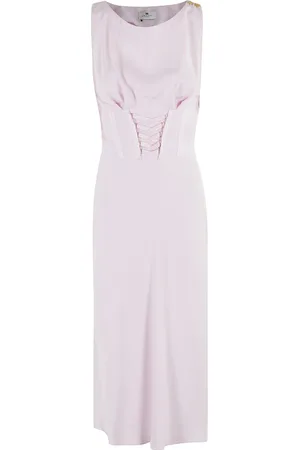 Elisabetta Franchi Sukienki, Kobieta, Biały, XS, Sukienka Midi z Przodem Gorsetu
