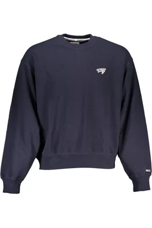 Tommy Hilfiger Bluzy, Mężczyzna, Niebieski, L, Bawełna, Niebieski Sweter z Logo