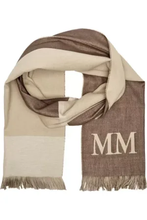 Max Mara Akcesoria, Mężczyzna, Beżowy, ONE SIZE, Szal Damski z Logo w Brązowych Odcieniach