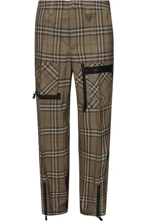 Burberry Spodnie, Mężczyzna, Wielobarwność, M, Zapięcie na guziki Kieszenie na zamek Spodnie Szczotka