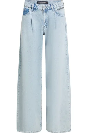 Karl Lagerfeld Jeansy, Kobieta, Niebieski, W26, Plati jeansy z srebrnymi detalami logo
