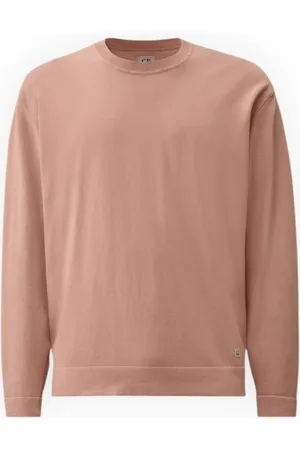 C.P. Company Swetry, Mężczyzna, Różowy, L, Bawełniany Sweter z Dekoltem w Stylu Crew Neck