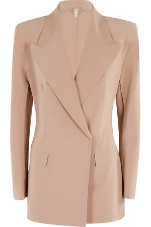 Norma Kamali Kurtki, Kobieta, brązowy, M, Marynarka z podwójnym rzędem guzików, Cappuccino, Slim Fit