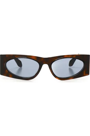 Alaïa Akcesoria, Kobieta, brązowy, ONE SIZE, Brązowe Okulary Przeciwsłoneczne z Efektem Czekoladowym i Niebieskimi Szkłami