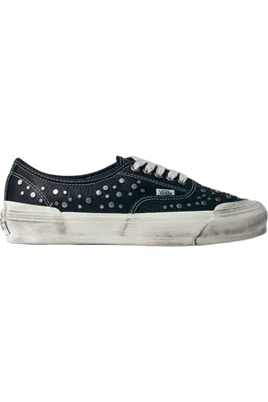 Vans Buty, Mężczyzna, Czarny, 46 EU, Studded Skórzane Sneakers z Przetartymi Wykończeniami