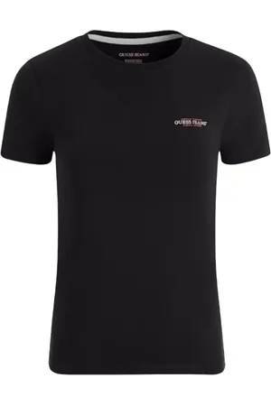 Guess Koszulki, Kobieta, Czarny, XS, Bawełna, Amerykańska Tradycja Slim Fit Tee