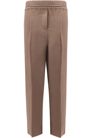 Brunello Cucinelli Spodnie, Kobieta, brązowy, 3XS, Wysokie spodnie w kolorze brązowym Made in Italy