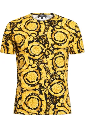 VERSACE Koszulki, Mężczyzna, Żółty, L, T-shirt bieliźniany z nadrukiem `Barocco`