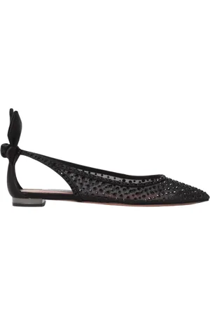 Aquazzura Buty, Kobieta, Czarny, 35 EU, Kryształowa Kokarda Slingback Flats