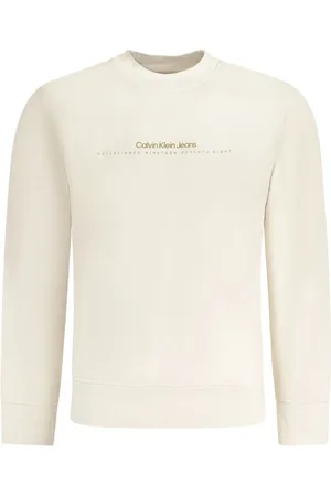 Calvin Klein Bluzy, Mężczyzna, Beżowy, 2XL, Beżowy Sweter Bawełniany