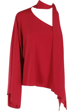 FEDERICA TOSI Bluzki, Kobieta, Czerwony, S, Asymetryczna Bluzka Crepe de Chine