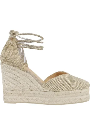Castaner Buty, Kobieta, Szary, 40 EU, Rayon, Złote Espadryle z Migdałowym Nosem