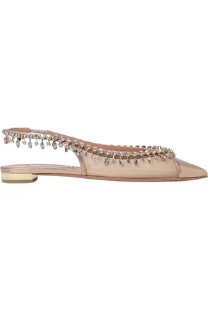Aquazzura Buty, Kobieta, Różowy, 37 1/2 EU, Różowe Crystal Slingback Buty Flat