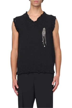 Alexander McQueen Swetry, Mężczyzna, Czarny, XS, Czarny Bezrękawnik Sweter