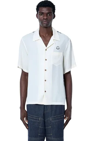 Moncler Koszule, Mężczyzna, Beżowy, L, Koszula z Logo z Wiskozy
