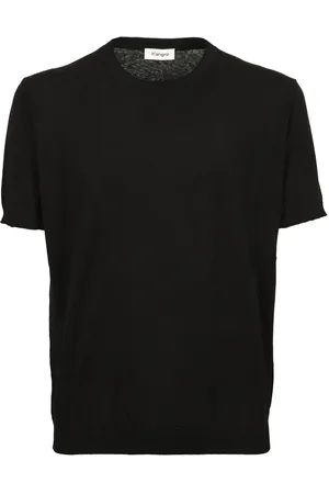 KANGRA CASHMERE Koszulki, Mężczyzna, Czarny, M, Bawełna, Czarna koszulka z bawełny i lnu