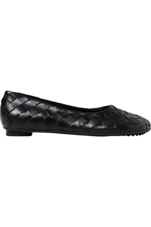 Bottega Veneta Buty, Kobieta, Czarny, 37 EU, Czarne tkane skórzane baletki