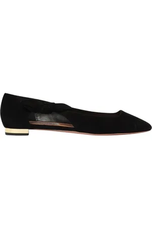Aquazzura Buty, Kobieta, Czarny, 38 EU, Zamsz, Czarne Baletki zamszowe z wycięciami