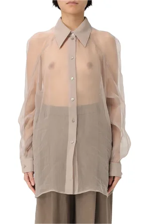Alberta Ferretti Bluzki, Kobieta, Beżowy, M, Organza, Chiffon Organza Organiczna Koszula