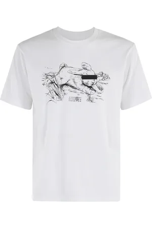 Maison Margiela Koszulki, Mężczyzna, Biały, XS, T-shirt z Królikiem Biały Krótki Rękaw